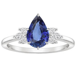 Anello con zaffiro blu e Diamanti
