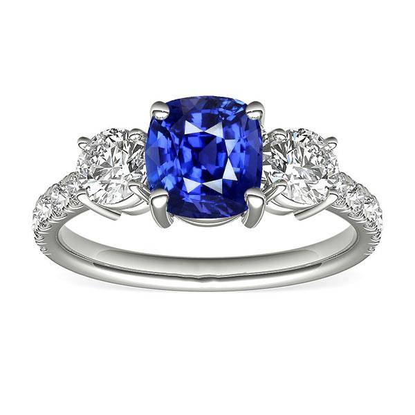 Anello con zaffiro blu e diamante rotondo 3.50 carati 3 gioielli in stile pietra - harrychadent.it