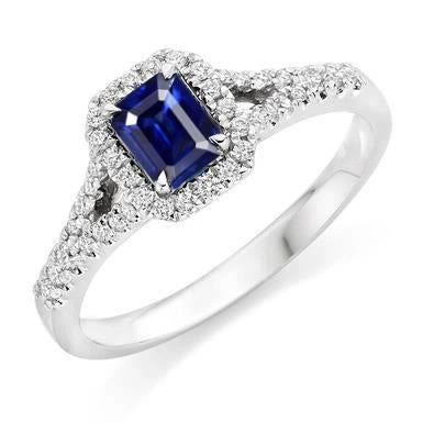 Anello con zaffiro blu e diamanti da 2.85 carati incastonato in oro bianco 14 carati - harrychadent.it