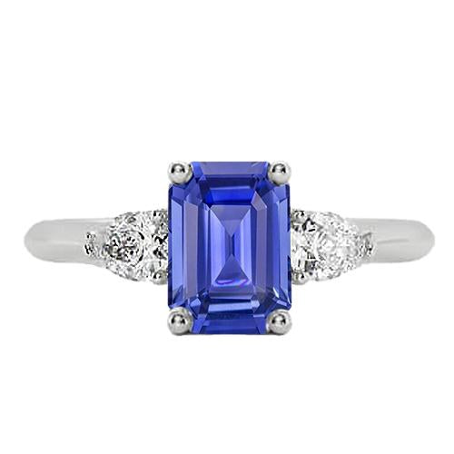 Tre pietre blu zaffiro gioielli anello pera diamanti 3.50 carati - harrychadent.it