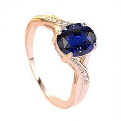 Anello con zaffiro blu profondo taglio ovale gioielli con diamanti 3 carati