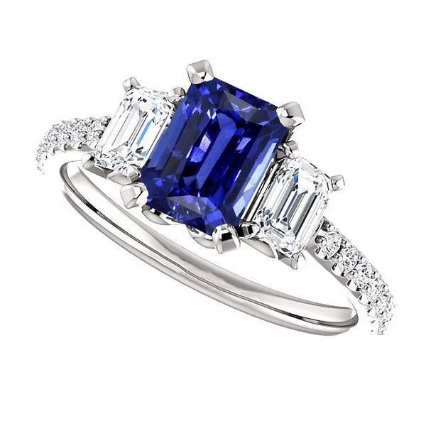 Anello con zaffiro blu radiante pietra preziosa 3 stile pietra e diamanti 4 carati - harrychadent.it