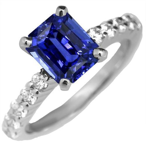 Anello in zaffiro blu brillante con pietre preziose e accenti di diamanti 2.50 carati - harrychadent.it