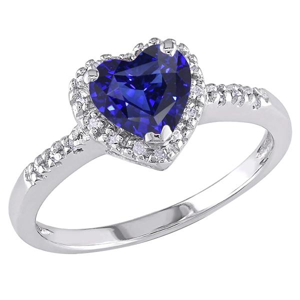 Anello con zaffiro dello Sri Lanka a forma di cuore di gioielli in oro con diamanti 3.50 carati - harrychadent.it
