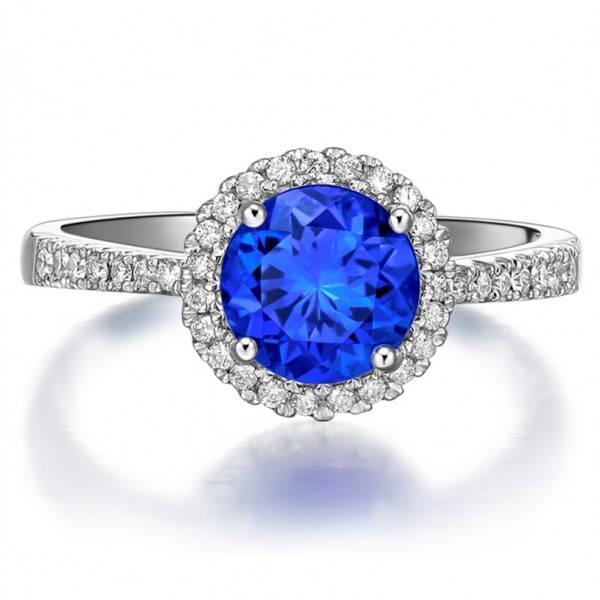 3.50 carati di gioielli con anello di diamanti con zaffiro tondo dello Sri Lanka - harrychadent.it