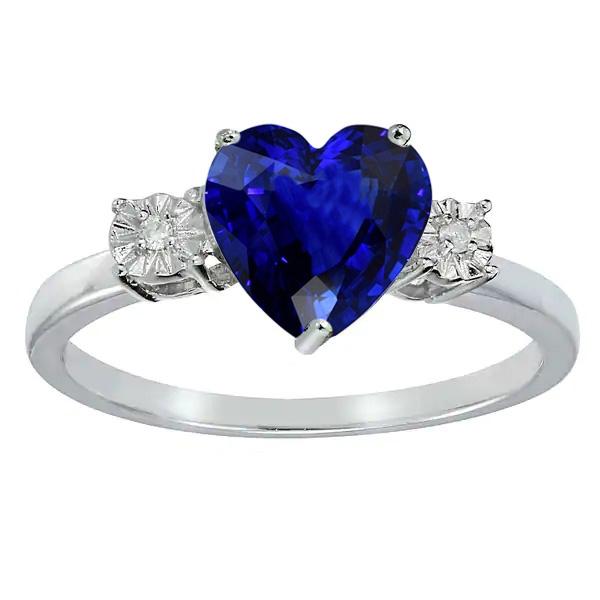 Anello con zaffiro di Ceylon a forma di cuore con tre pietre di diamante 2.50 carati - harrychadent.it