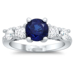 Anello con zaffiro di Ceylon e diamanti, 2,90 carati, oro bianco 14K