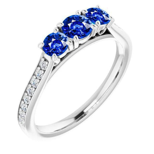 Anello con zaffiro e diamante da 1.10 carati con montatura a griffe per gioielli da donna - harrychadent.it