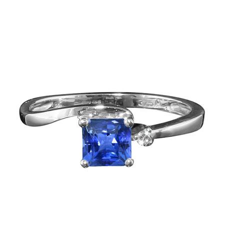 Anello con zaffiro e diamante. taglio radiante. stile bypass. 1.25 carati. con polo a U - harrychadent.it