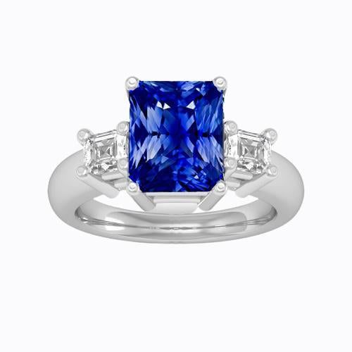 Asscher Diamond Jewelry Radiant Sapphire 3 Stone Ring 4 Prong 3 Carati - harrychadent.it