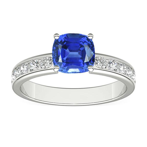 Anello con zaffiro. diamante rotondo. pietra preziosa. 3.50 carati. in oro bianco - harrychadent.it