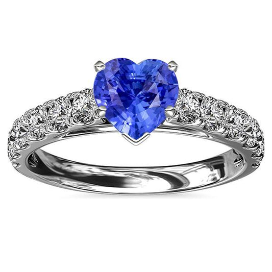 Anello cuore solitario naturale blu zaffiro accenti diamante 3.50 carati - harrychadent.it