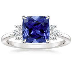 Anello cuscino con zaffiro Ceylon e diamante marquise 3.25 carati