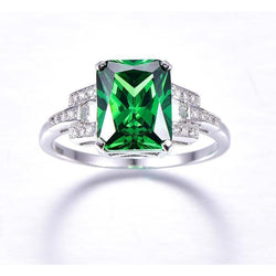 Anello da 10,70 carati con polo con smeraldo verde e diamanti WG 14K