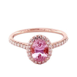 Anello da 15.80 carati a polo con Kunzite rosa e diamanti in oro rosa 14K