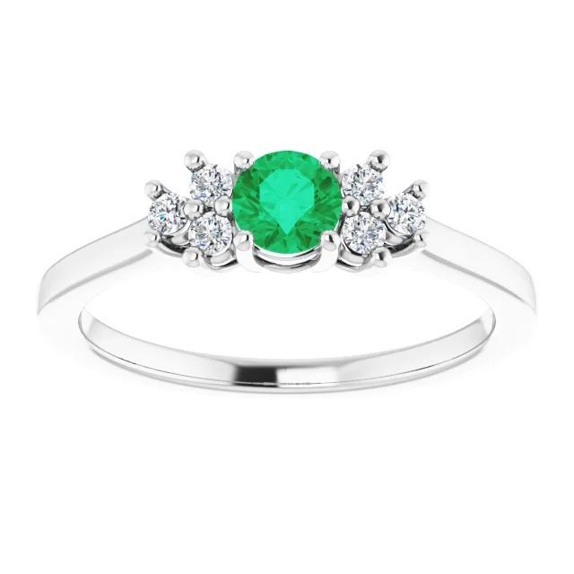 Anello da 1.50 carati con diamanti e smeraldo verde rotondo in pietra - harrychadent.it