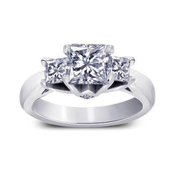 Anello da 1.70 carati con tre pietre in stile principessa con diamanti per l'anniversario Nuovo