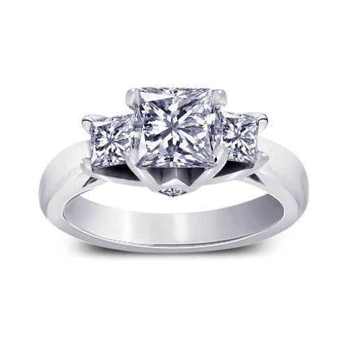Anello da 1.70 carati con tre pietre in stile principessa con diamanti per l'anniversario Nuovo - harrychadent.it