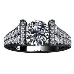 Anello da 3 carati in oro nero con diamante nero 14K con accenti di gioielli Novità