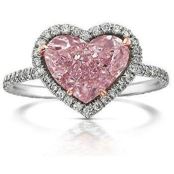 Anello da 3.35 carati con zaffiro rosa a cuore e piccoli diamanti rotondi - harrychadent.it