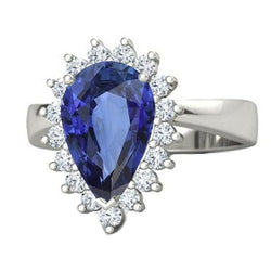 Anello da donna Halo Anniversary. in stile fiore. con zaffiro di Ceylon 5 carati