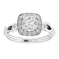 Anello da donna Halo Cushion vecchio minatore & Marquise Black Diamante Ring 5,25 carati