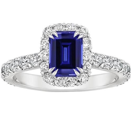 Anello da donna Halo Smeraldo Zaffiro dello Sri Lanka e diamante 5 carati - harrychadent.it