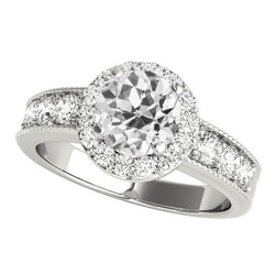 Anello da donna con anello rotondo con diamanti a taglio antico, miniera, 4,50 carati, gioielli in oro