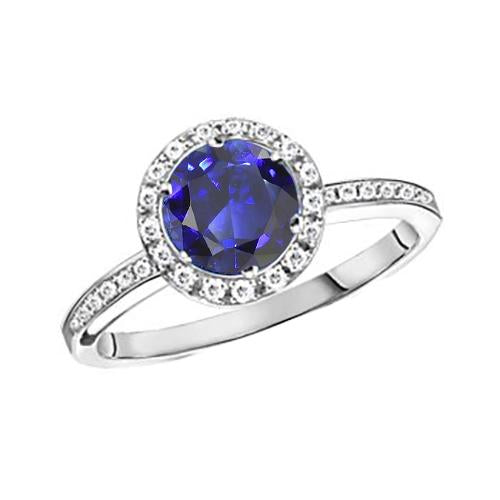Anello da donna con diamante Halo. zaffiro di Ceylon. accentato. 2.50 carati - harrychadent.it