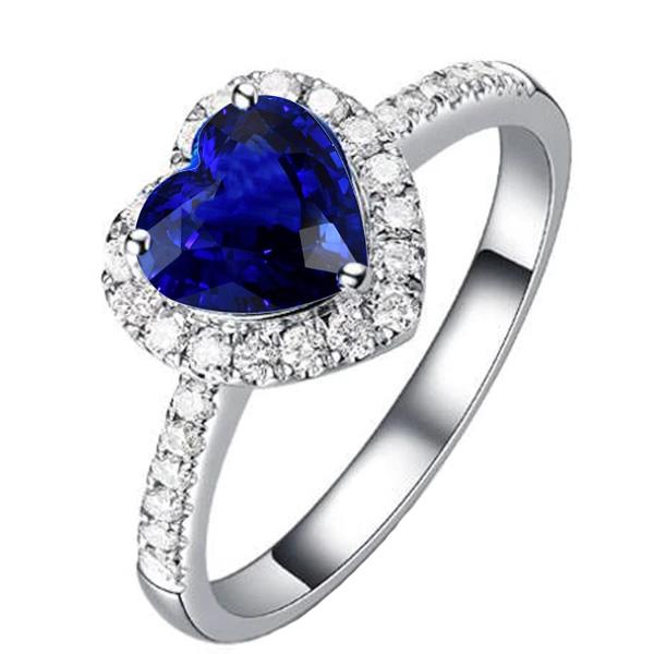 Anello da donna con diamante a forma di cuore con anello zaffiro blu 4 carati - harrychadent.it