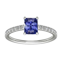 Anello da donna con diamante con zaffiro blu radiante gioielli in pietra preziosa 3 carati