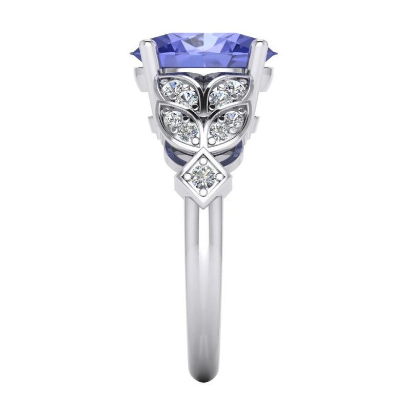 Anello da donna con diamante in oro bianco con pietra preziosa tanzanite ovale 6.65 carati - harrychadent.it