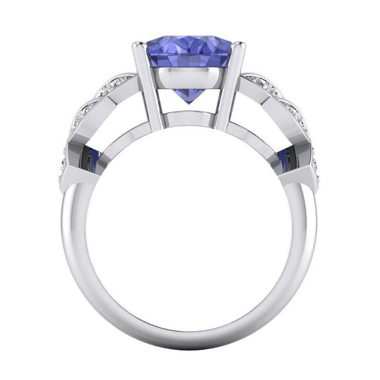 Anello da donna con diamante in oro bianco con pietra preziosa tanzanite ovale 6.65 carati - harrychadent.it