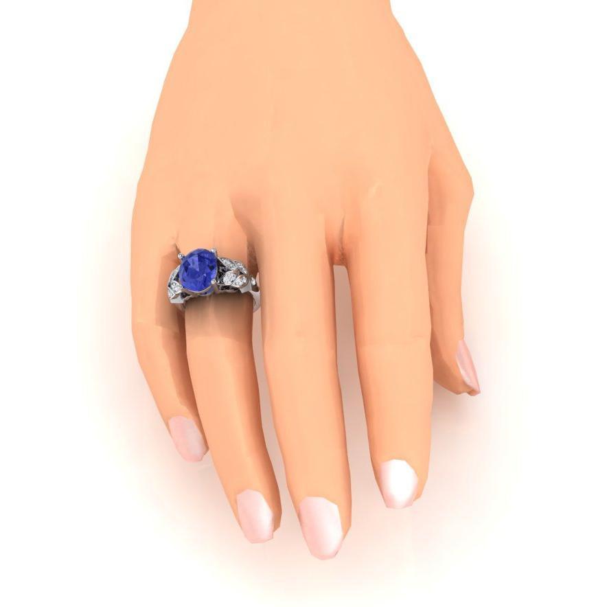 Anello da donna con diamante in oro bianco con pietra preziosa tanzanite ovale 6.65 carati - harrychadent.it