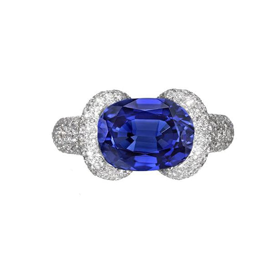Anello da donna con diamante ovale blu zaffiro 4 carati oro 14k gioielli - harrychadent.it