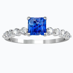 Anello da donna con diamante per anniversario con zaffiro blu profondo radiante 2 carati