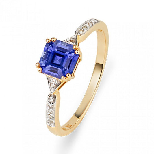 Anello da donna con diamante zaffiro Asscher Ceylon 2.50 carati oro bicolore - harrychadent.it
