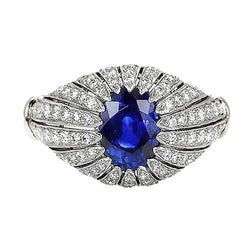 Anello da donna con diamante zaffiro blu stile antico 8.75 carati