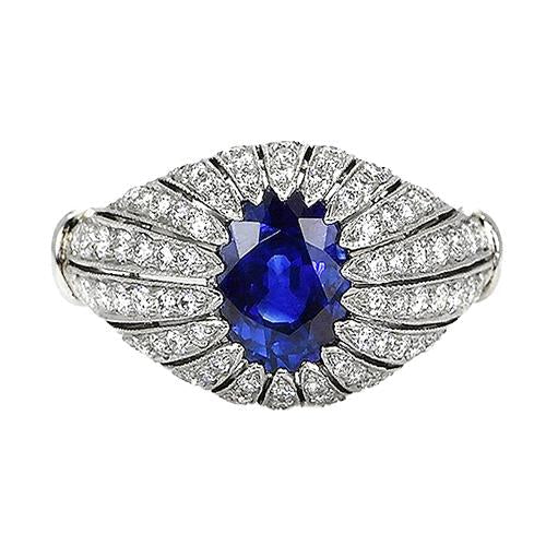 Anello da donna con diamante zaffiro blu stile antico 8.75 carati - harrychadent.it