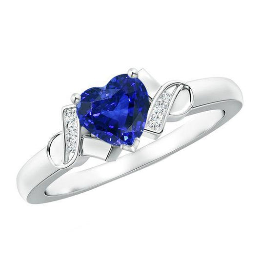 Anello da donna con diamante. cuore. blu. zaffiro. oro. amore. gioielli. 3.25 carati - harrychadent.it