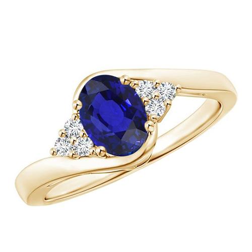 Anello da donna con diamante. punta accentata. zaffiro blu ovale profondo 3.75 carati - harrychadent.it