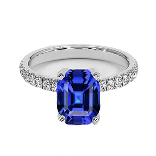 Anello da donna con diamanti Asscher Zaffiro dello Sri Lanka 9.25 carati in oro - harrychadent.it