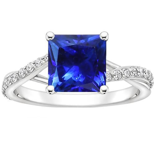 Anello da donna con diamanti e pietre preziose Princess Ceylon Sapphire Gold 3.75 carati - harrychadent.it