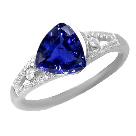 Anello da donna con diamanti trilioni di zaffiri Anello da 2.50 carati con gambo diviso - harrychadent.it