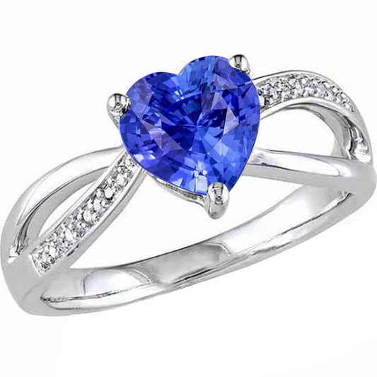 Anello da donna con gemma blu zaffiro a cuore da 3.50 carati con gambo diviso - harrychadent.it