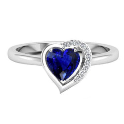 Anello da donna con gemme a cuore blu zaffiro 2 carati con diamanti incastonati