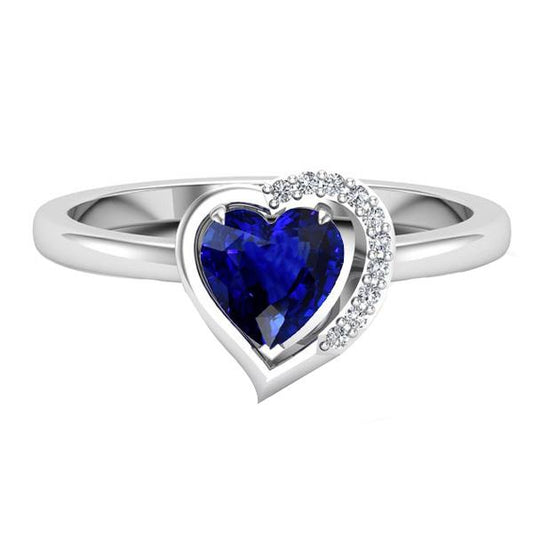 Anello da donna con gemme a cuore blu zaffiro 2 carati con diamanti incastonati - harrychadent.it