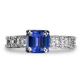 Anello da donna con pietra preziosa smeraldo con accenti Zaffiro Ceylon 2.50 carati - harrychadent.it