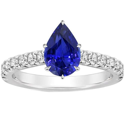 Anello da donna con pietra preziosa zaffiro blu taglio a pera con accenti 5.50 carati - harrychadent.it