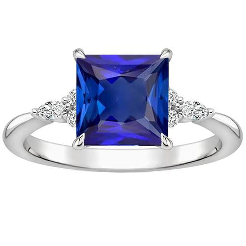 Anello da donna con pietre preziose zaffiro blu con accenti in oro bianco 3.75 carati - harrychadent.it